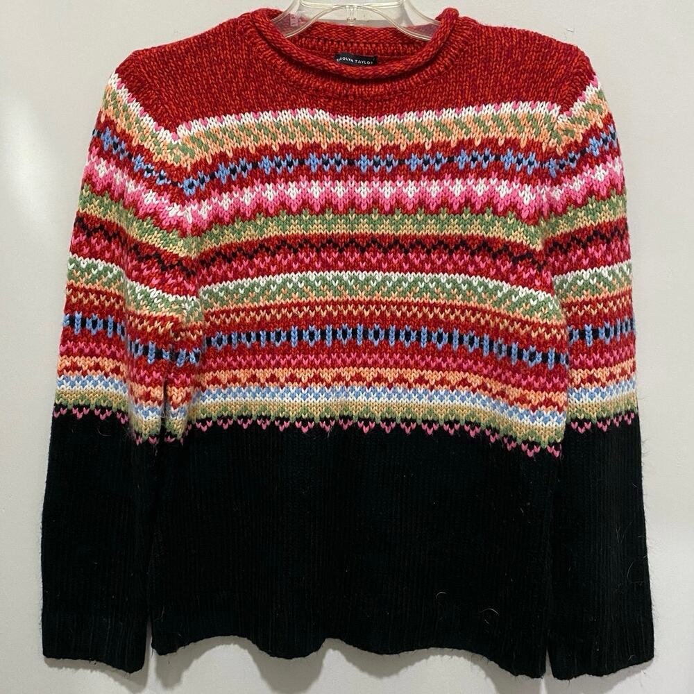 Carolyn Taylor Fair Isle Sweater SIZE LARGE Pullover Colorful Soft Acrylic Knit